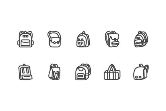 Bag Line Style Icon Set: A Versatile Design Asset