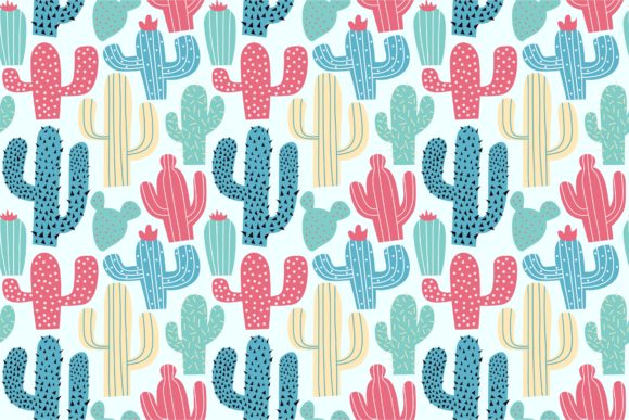 Cactus Colorful Doodle Seamless Pattern: A Versatile Design for Creative Projects