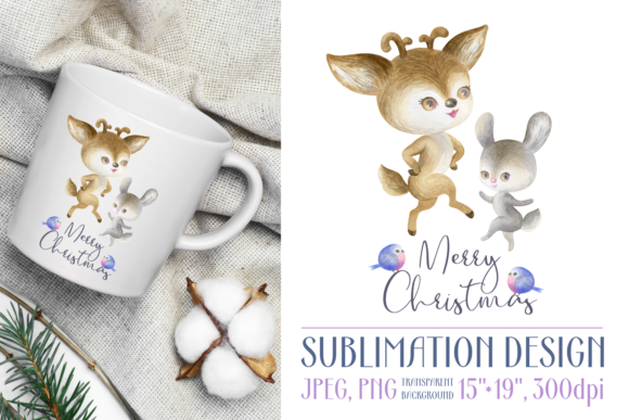 Christmas Design with Deer and Bunny: A Versatile Asset for Creative and Commercial Use