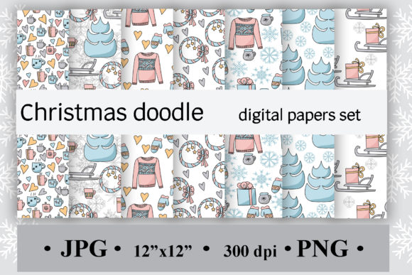 Christmas Doodles, Digital Paper: A Versatile Resource for Holiday Design