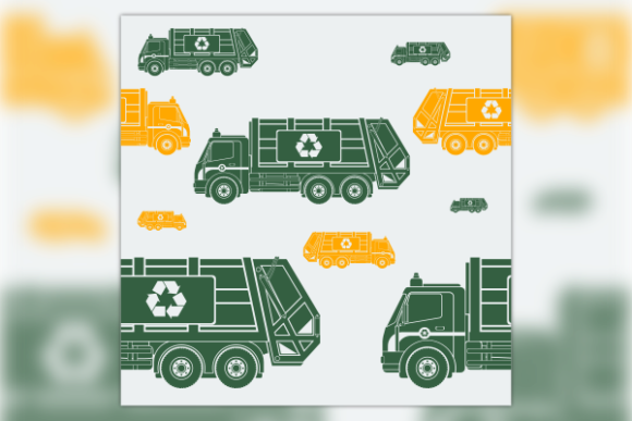 Flat Garbage Truck Seamless Pattern