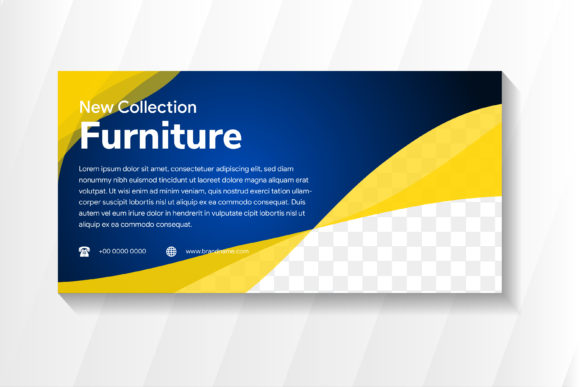 Furniture Horizontal Banner Blue Gold: A Modern Design Solution for Marketing and Branding