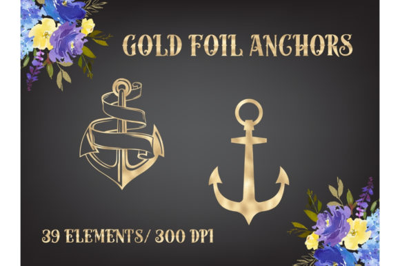 Gold Foil Anchor Clip Art Collection