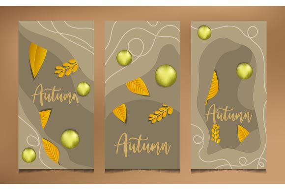 Set of Flyer Hello Autumn Paper Cut