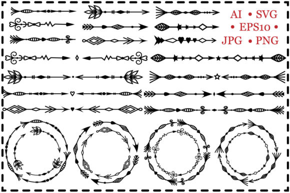 Set of Openwork Arrows and Round Frames