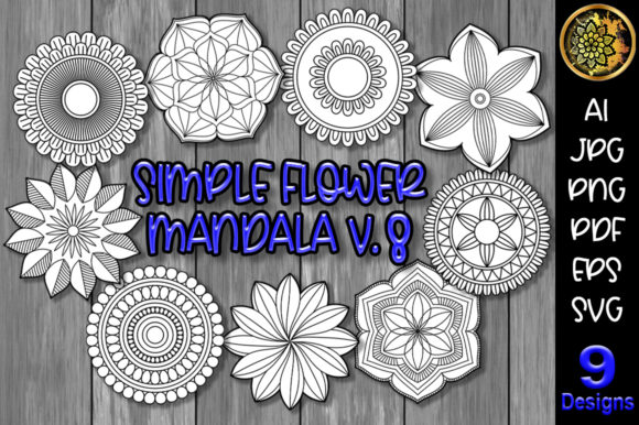 Simple Flower Mandala Set-8: A Versatile Digital Design for Creative Projects