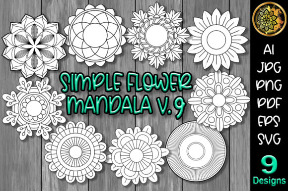 Simple Flower Mandala Set-9 for Creative Projects