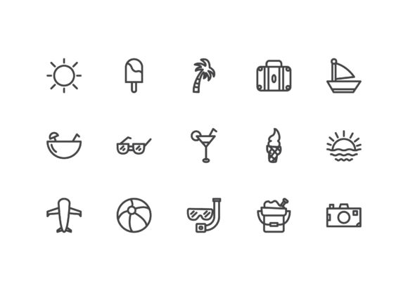 Summer Line Style Icon Set for Creative Projects