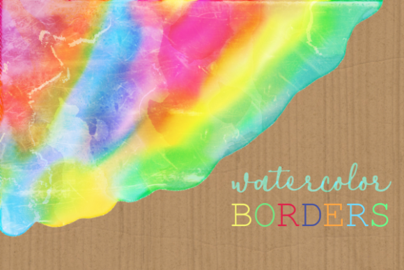 Watercolor Rainbow Brush Stroke Borders